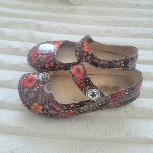Alegria Womens Paloma Floral Mary Jane Shoes Patent Leather Platform Colorful 37